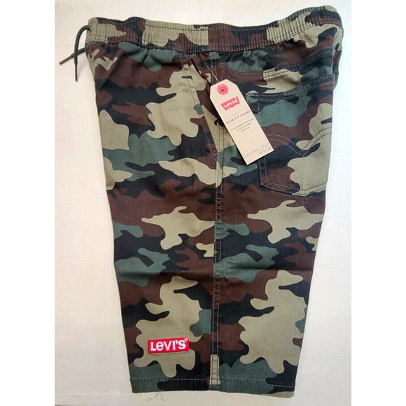 Levi's Big Boy's slim fit shorts pants medium camo drawstring stretch 4 pockets - Picture 1 of 8